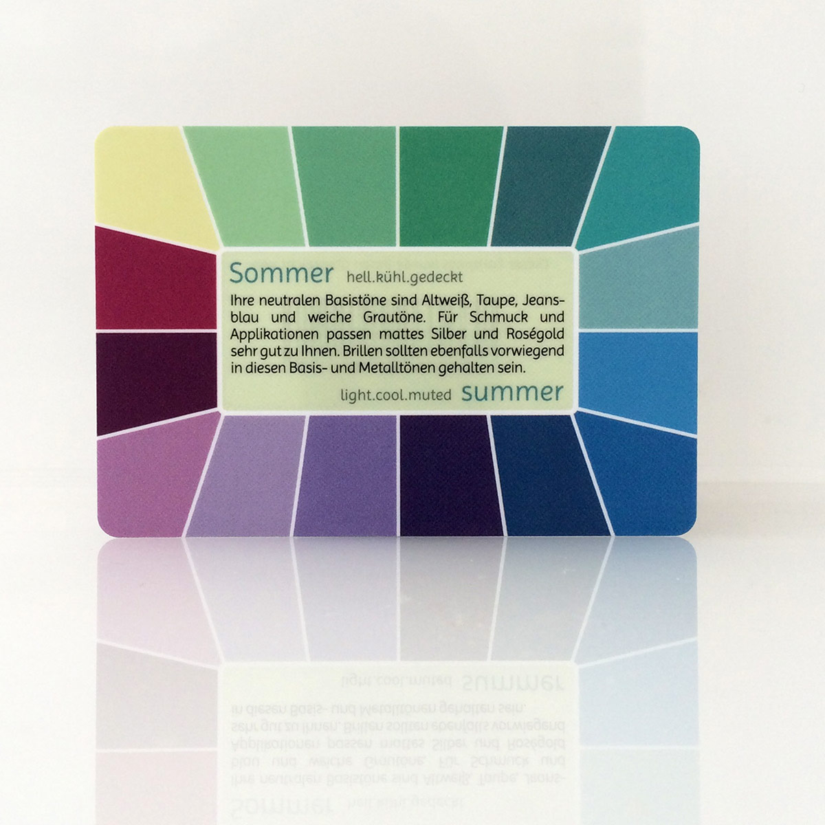 Farbpass Sommertyp zur Farbberatung, Vorderseite - Memo | Komood