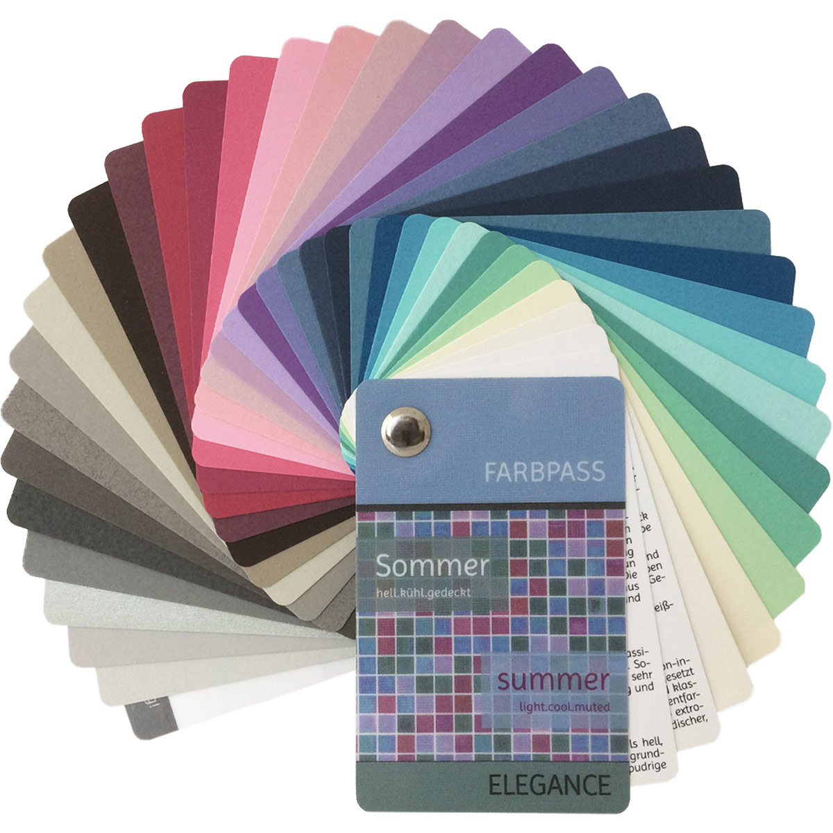 Sommer-Farbpass 30 Farben "Active" zur Farbberatung Farbfächer Sommertyp 