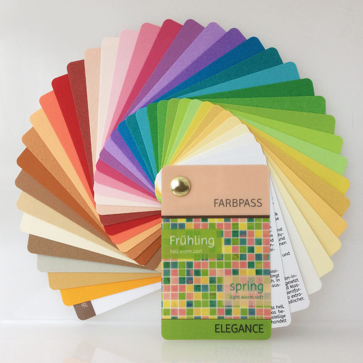 30 Farben Stoff-Farbpass Fächer Frühlingstyp Frühling "Neo" zur Farbberatung 