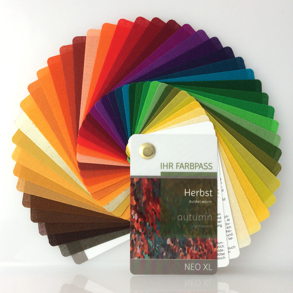 Farbpass Herbsttyp zur Farbberatung, Vorderseite - Neo XL | Komood