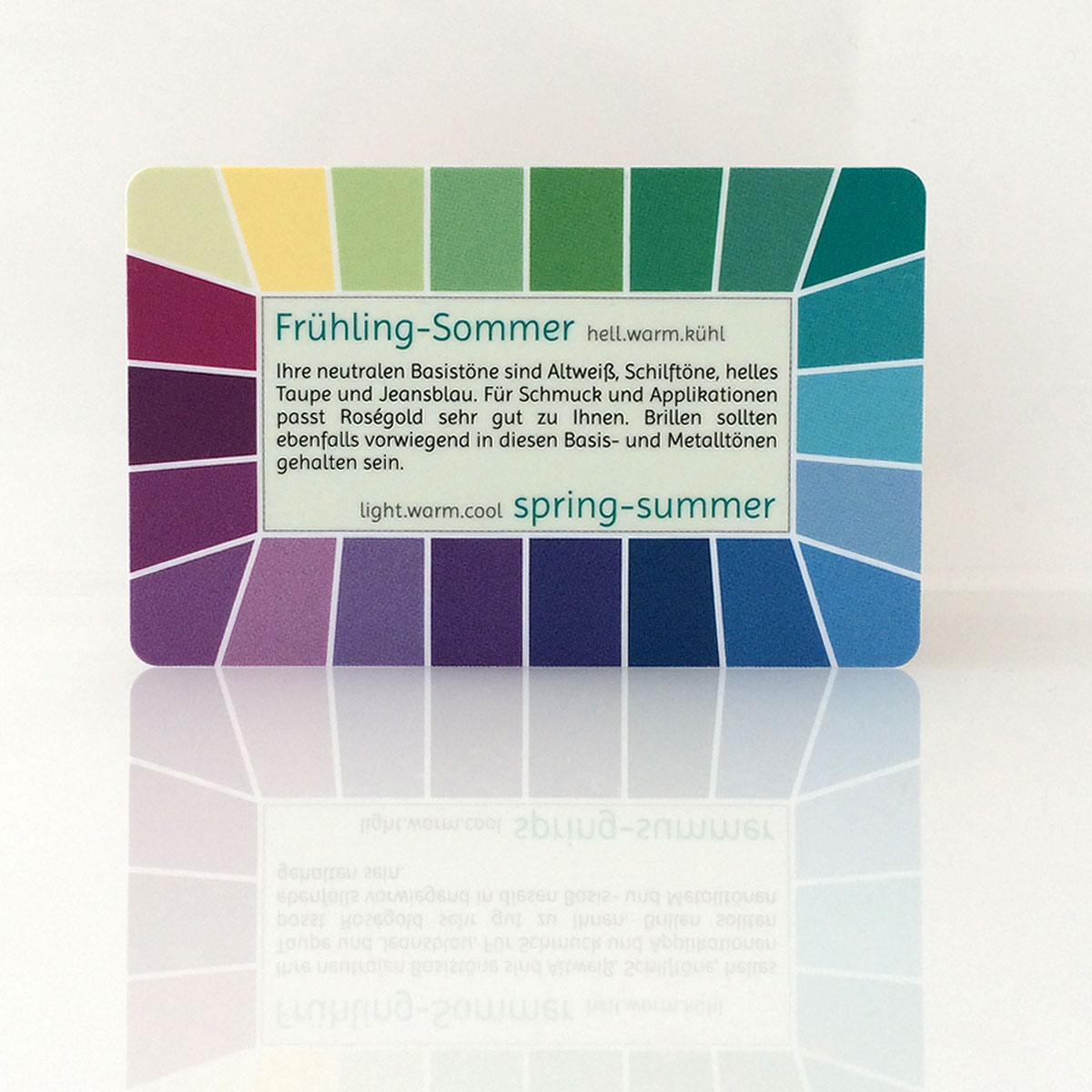 Farbpass Frühling-Sommer zur Farbberatung, Vorderseite - Loop | Komood
