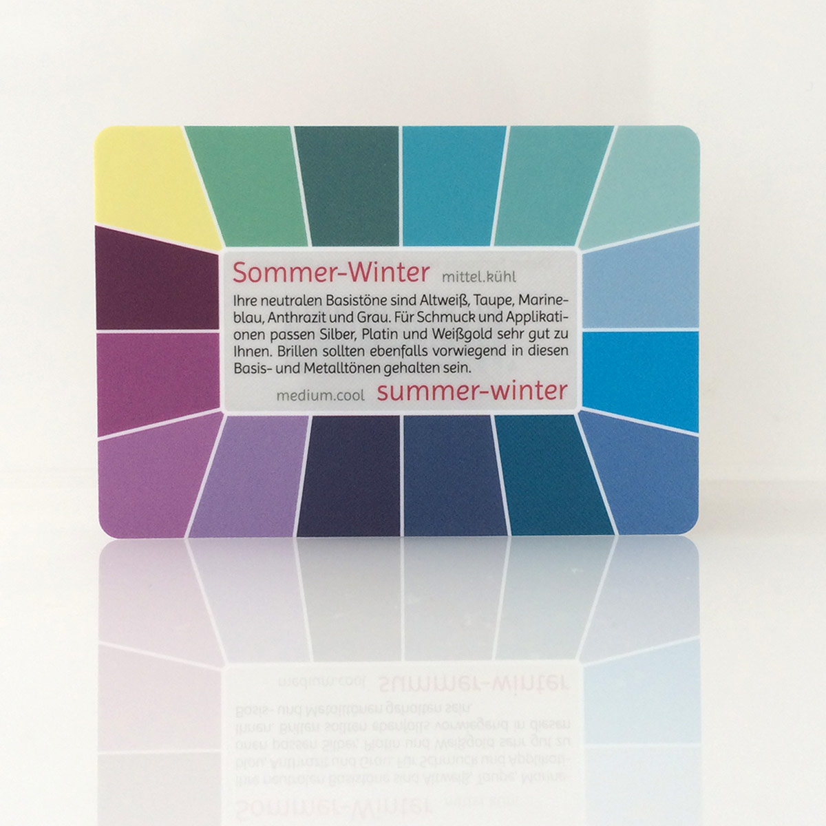 Farbpass Sommer-Wintertyp zur Farbberatung, Vorderseite - Memo | Komood