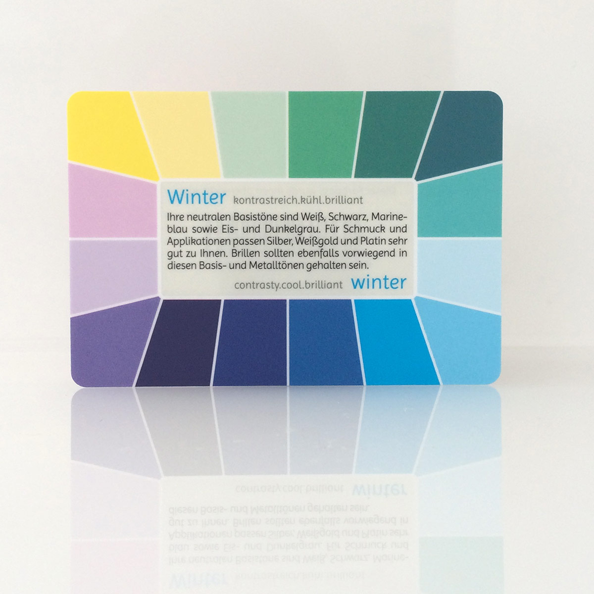 Farbpass Wintertyp zur Farbberatung, Vorderseite - Memo | Komood