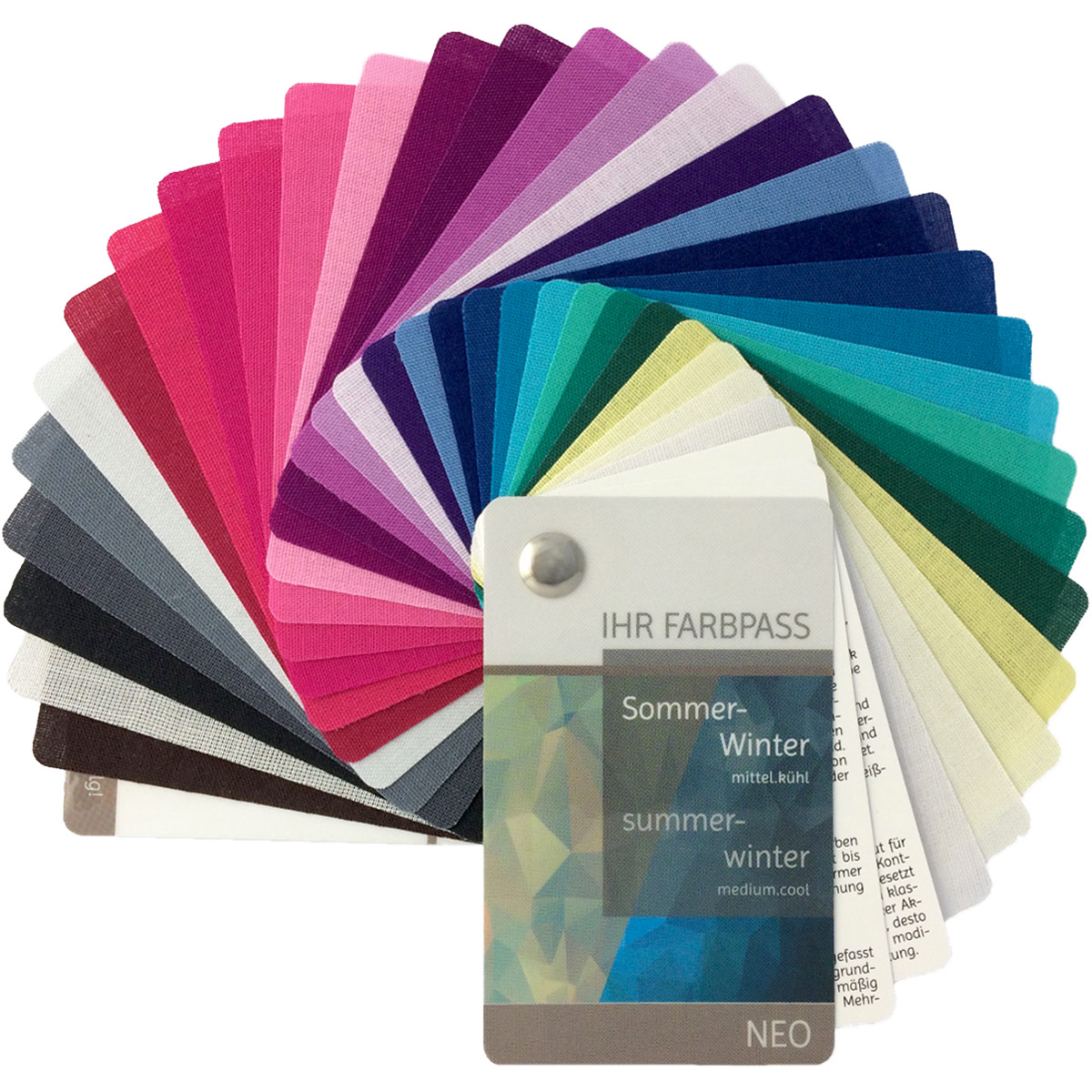 Farbpass Sommer-Winter mit 35 Farben "Elegance" zur Farbberatung 
