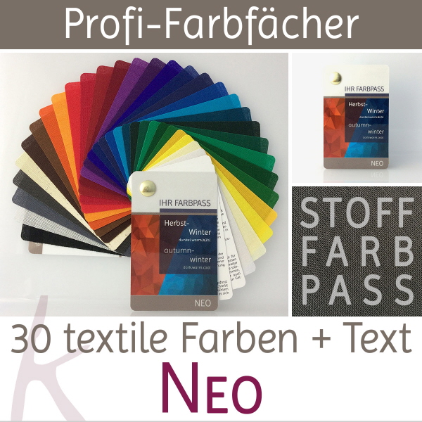 Herbst "Neo" zur Farbberatung Stoff-Farbpass 30 Farben Farbfächer Herbsttyp 
